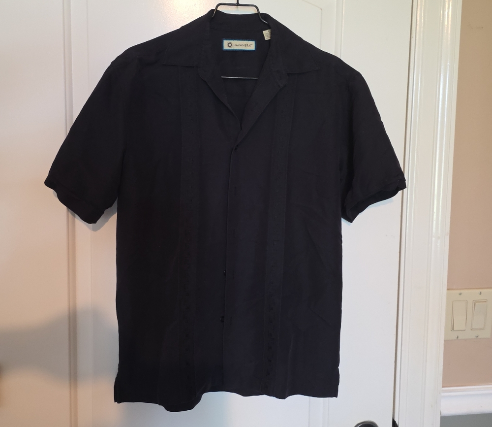 Havanera Men's Classic Black Short Sleeve Shirt